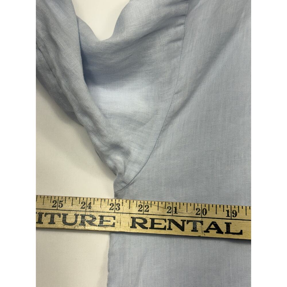 Anthropologie Maeve blue 100% linen button-down shirt oversized high-low hem - Picture 10 of 14
